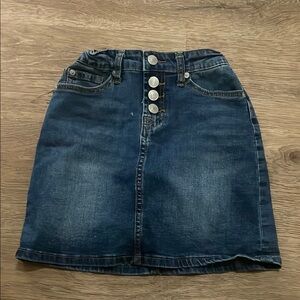 Denim blue jeans skirt .